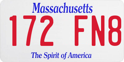 MA license plate 172FN8