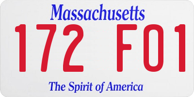 MA license plate 172FO1