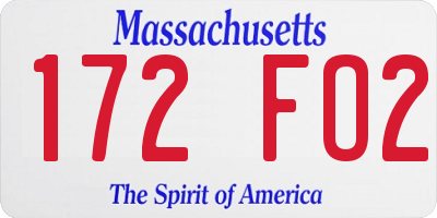 MA license plate 172FO2