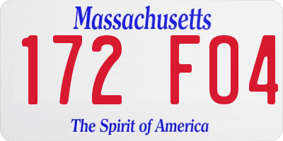 MA license plate 172FO4