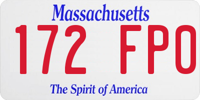 MA license plate 172FP0