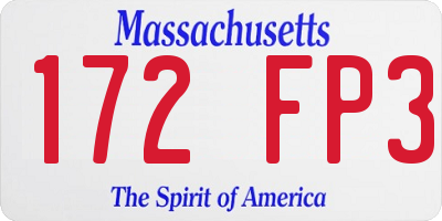 MA license plate 172FP3