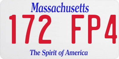 MA license plate 172FP4
