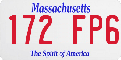 MA license plate 172FP6