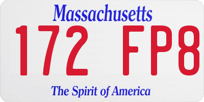 MA license plate 172FP8