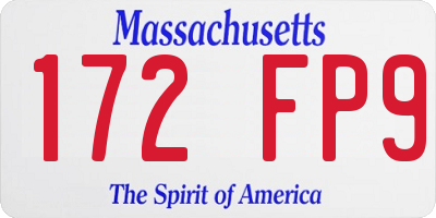 MA license plate 172FP9