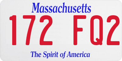 MA license plate 172FQ2