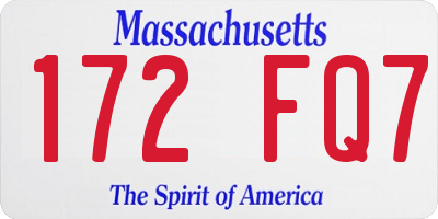 MA license plate 172FQ7