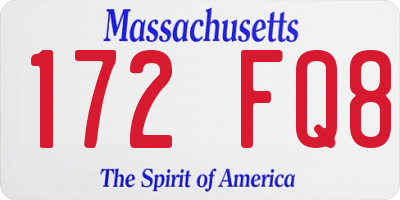MA license plate 172FQ8