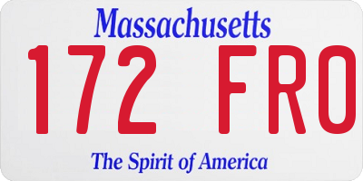 MA license plate 172FR0
