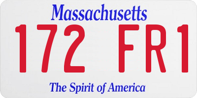 MA license plate 172FR1