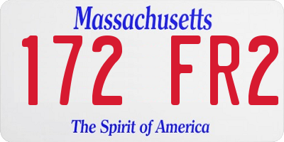 MA license plate 172FR2