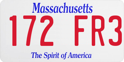 MA license plate 172FR3