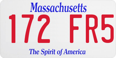 MA license plate 172FR5