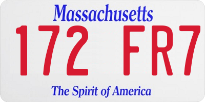 MA license plate 172FR7