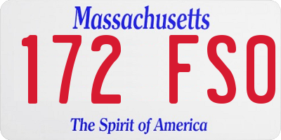 MA license plate 172FS0