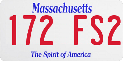 MA license plate 172FS2