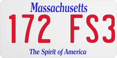 MA license plate 172FS3