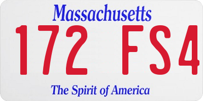 MA license plate 172FS4