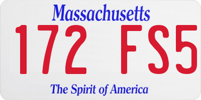 MA license plate 172FS5