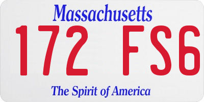 MA license plate 172FS6