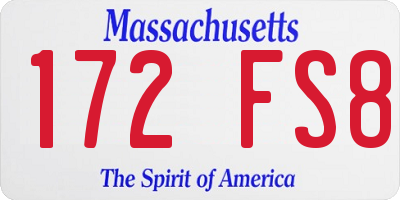 MA license plate 172FS8