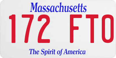 MA license plate 172FT0