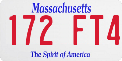 MA license plate 172FT4