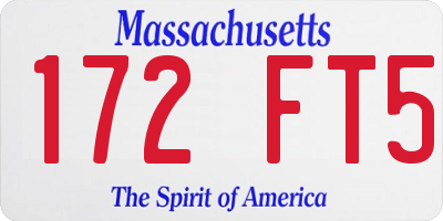 MA license plate 172FT5