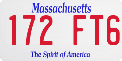MA license plate 172FT6