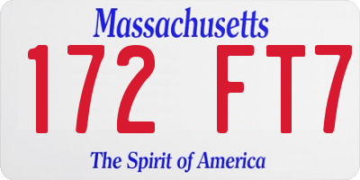 MA license plate 172FT7
