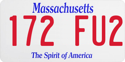 MA license plate 172FU2