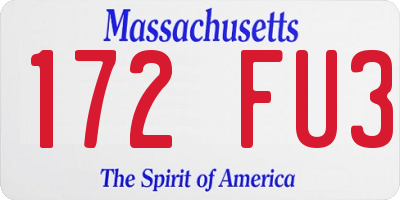 MA license plate 172FU3