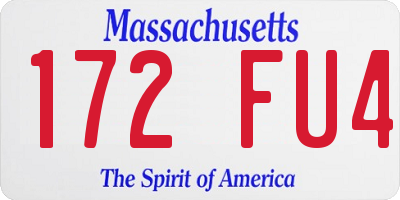MA license plate 172FU4