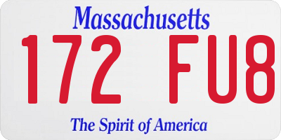 MA license plate 172FU8