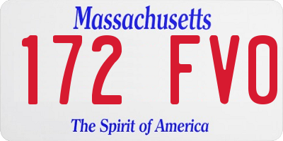 MA license plate 172FV0