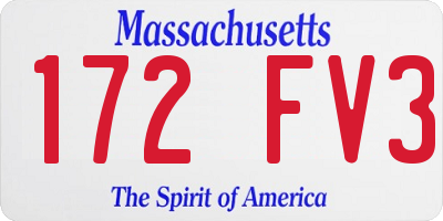 MA license plate 172FV3