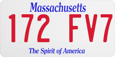 MA license plate 172FV7