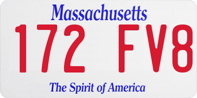 MA license plate 172FV8