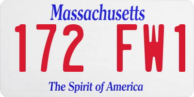 MA license plate 172FW1