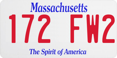 MA license plate 172FW2