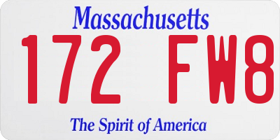 MA license plate 172FW8