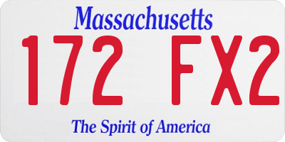 MA license plate 172FX2