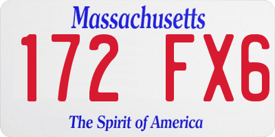 MA license plate 172FX6