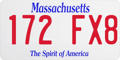 MA license plate 172FX8