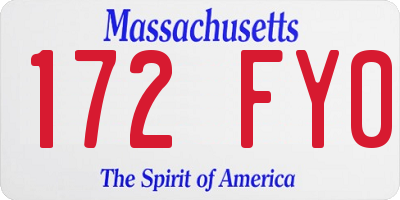 MA license plate 172FY0