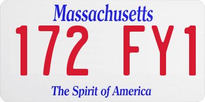 MA license plate 172FY1