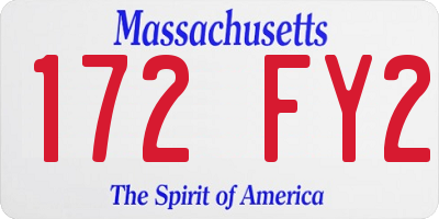 MA license plate 172FY2