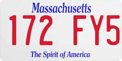 MA license plate 172FY5