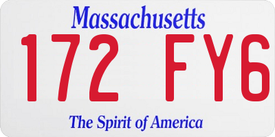 MA license plate 172FY6
